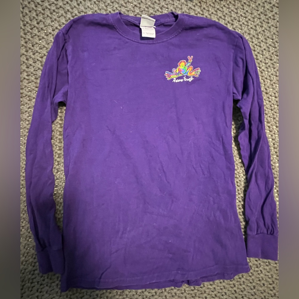 Peace Frogs purple sz small long sleeve t shirt GUC